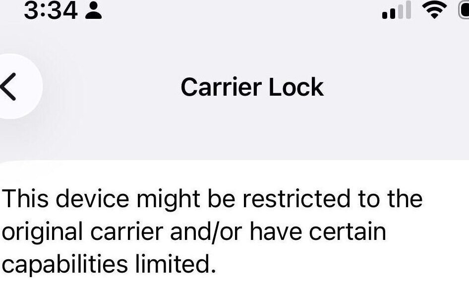 한국 방문 eSIM 사용 전 iPhone Carrier Lock 확인 화면